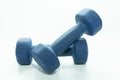 Blue dumbbells for sports