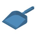 Blue dustpan icon, isometric style