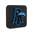 Blue Eagle icon isolated on transparent background. American Presidential symbol. Black square button.