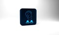 Blue Earplugs and ear icon isolated on grey background. Ear plug sign. Noise symbol. Sleeping quality concept. Blue