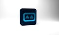 Blue Earplugs with storage box icon isolated on grey background. Ear plug sign. Noise symbol. Sleeping quality concept