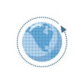 Blue earth and arrow icon, cartoon style Royalty Free Stock Photo