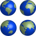 Blue Earth globes set on white background Royalty Free Stock Photo