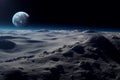 Blue earth moon surface. Generate Ai Royalty Free Stock Photo