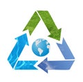 Blue Earth with recycle arrow symb