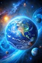 Blue Earth in Space with Colorful Gradient Royalty Free Stock Photo