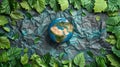 Blue Earth Surrounded by Green Leaves Royalty Free Stock Photo