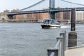 East River Ferry underneath of Manhattan Bridge, New York City