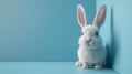 Blue Easter Bunny Peeking Out of Wall - 3D Rendered Image Royalty Free Stock Photo