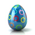 Blue Easter egg with colorful cirles 3d illustration