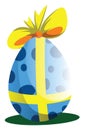 Blue Easter egg decorated with a bow illustration web vector on a Royalty Free Stock Photo