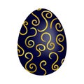 Blue easter egg with golden pattern