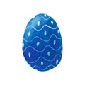 Blue easter egg isolated on white background. Watercolor gouache hand drawn illustration. Happy easter holiday