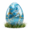 blue Easter egg on white background