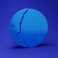 Blue Eclipse of the sun icon isolated on blue background. Total sonar eclipse. Minimalism concept. 3D render Royalty Free Stock Photo