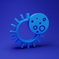 Blue Eclipse of the sun icon isolated on blue background. Total sonar eclipse. Minimalism concept. 3D render Royalty Free Stock Photo