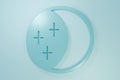 Blue Eclipse of the sun icon isolated on blue background. Total sonar eclipse. Minimalism concept. 3D render Royalty Free Stock Photo
