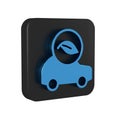 Blue Eco car concept drive with leaf icon isolated on transparent background. Green energy car symbol. Black square Royalty Free Stock Photo