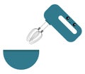 Clipart of an egg beater tripped to a bowl, vector or color illustration