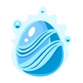 Blue Egg With Bubbles And Stripes, Fantastic Natural Element Egg-Shaped Bright Color Vector Icon Royalty Free Stock Photo