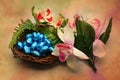 Blue eggs Easter composition Royalty Free Stock Photo