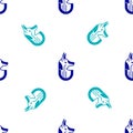 Blue Egyptian anubis icon isolated seamless pattern on white background. Vector