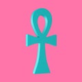 Blue Egyptian Cross Ankh Key of Life in Duotone Style. 3d Rendering