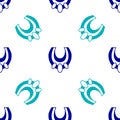 Blue Egyptian necklace icon isolated seamless pattern on white background. Vector