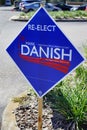 A blue Election vote sign