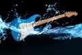 Blue electric guitar Royalty Free Stock Photo