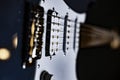 Blue electric guitar with stage light reflections Royalty Free Stock Photo