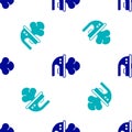 Blue Electric iron icon isolated seamless pattern on white background. Steam iron. Vector Royalty Free Stock Photo