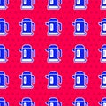 Blue Electric kettle icon isolated seamless pattern on red background. Teapot icon. Vector Royalty Free Stock Photo