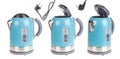 Blue electric kettle isolated on white Royalty Free Stock Photo