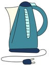 Blue electric kettle. Vector illustration isolated on white Royalty Free Stock Photo