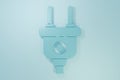 Blue Electric plug icon isolated on blue background. Concept of connection and disconnection of the electricity Royalty Free Stock Photo
