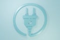 Blue Electric plug icon isolated on blue background. Concept of connection and disconnection of the electricity Royalty Free Stock Photo