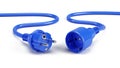 Blue Electric plugs on white