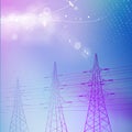 Blue electric power transmission tower. Royalty Free Stock Photo