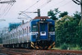 Blue electric shuttle train on Taiwan railway