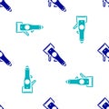 Blue Electrical hair clipper or shaver icon isolated seamless pattern on white background. Barbershop symbol. Vector