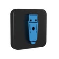 Blue Electrical hair clipper or shaver icon isolated on transparent background. Barbershop symbol. Black square button.