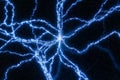 Blue electrical lightning. Abstract plasma background.