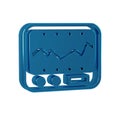 Blue Electrical measuring instrument icon isolated on transparent background. Analog devices. Measuring device