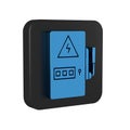 Blue Electrical panel icon isolated on transparent background. Black square button. Royalty Free Stock Photo