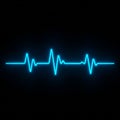 Blue electrocardiogram (ECG) line graph on a black background, depicting a series of Royalty Free Stock Photo