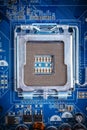 Blue electronic circuit board Royalty Free Stock Photo