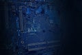 Blue electronic circuit board technology background Royalty Free Stock Photo