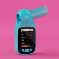 Blue Electronic Medical Pulmonary Spirometer for Measuring Lung Function and Capacity in Duotone Style. 3d Rendering Royalty Free Stock Photo