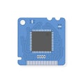 Blue Electronic Microcircuit. The microprocessor and computer chip icon. ÃÂ¡omputer component central processing unit CPU. Vector